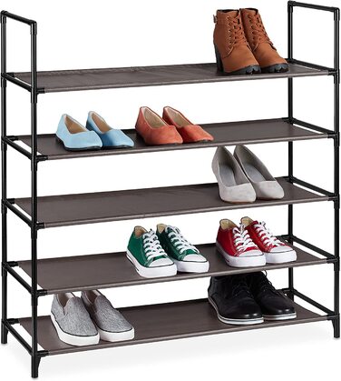 Система розеток для взуття, 5 рівнів, на 20 пар взуття, тканинна підставка для взуття, ШхВхТ 90,5 х 87,5 х 30 см, (коричневий)
