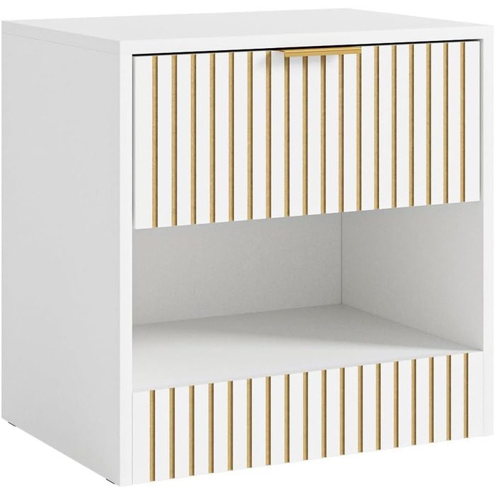 Нічний столик з ящиком, дерев'яний, білий. Сучасний приліжний столик для спальні, вітальні, офісу. 39x39x28 см