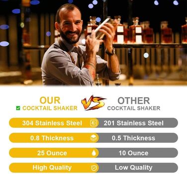 Набір для приготування коктейлів з нержавіючої сталі 750 мл - ідеальний подарунок для барменів