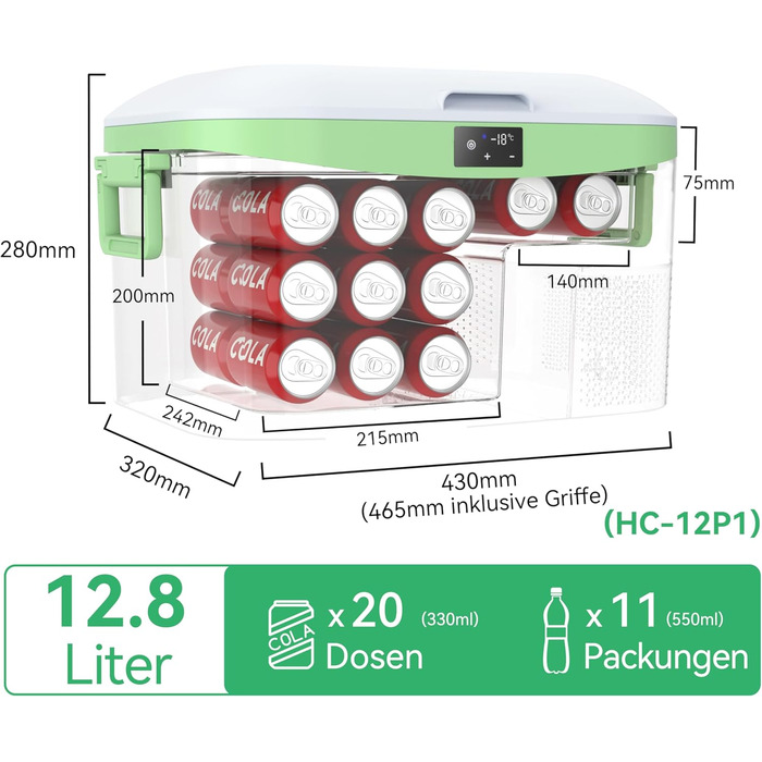 Автохолодильник BINGI 18л портативний 12/24V та 230V, міні-морозильник для авто, кемпінгу, дому (15°C до -18°C), білий