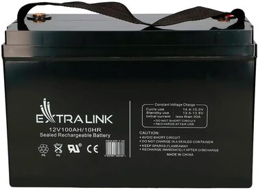 Акумулятор EXTRALINK 12V 100Ah AGM VLRA Гелевий для авто, човнів, кемперів, сонячних батарей