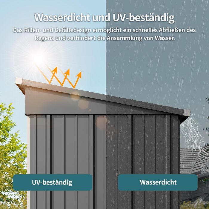 Металевий сарай для інструментів Bealife 180x162x95 см, сталевий садовий шоп, вуличний склад, дачний будиночок для двору, тераси, газону (Сірий)