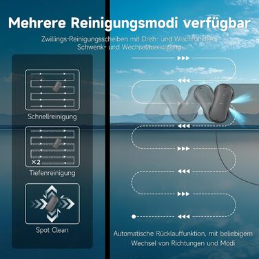Робот-прибиральник вікон Tuntun W12pro: 5300Pa, 4-Wege система, інтелектуальна навігація, бокс для зберігання, для гладких поверхонь