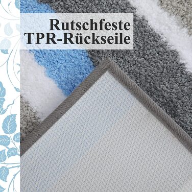 Набір килимків для ванної кімнати Homaxy, 2 шт. з мікрофібри, швидковисихаючі, м'які, з високим ворсом, 40x60 см + 50x80 см, зелений/сірий, зелений/сірий (60x120 см, прямокутні), блакитний/сірий