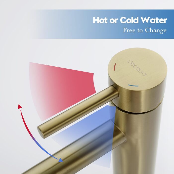 Змішувач для умивальника Decaura, хром, нержавіюча сталь, однорідний, висота виливу 250 мм, для накладних умивальників