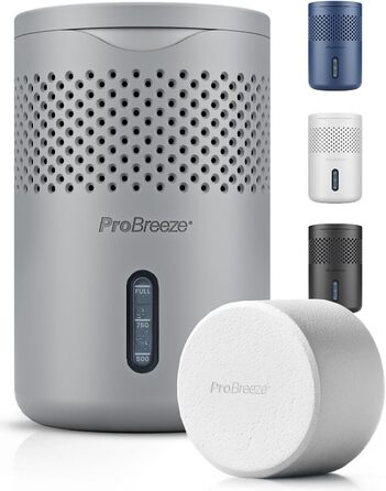 Зволожувач повітря Pro Breeze Osmo – безшумний, з можливістю поповнення – для дому, спальні, шафи, авто – міні-зволожувач без живлення – таблетка 700г (до 100 днів) сірий