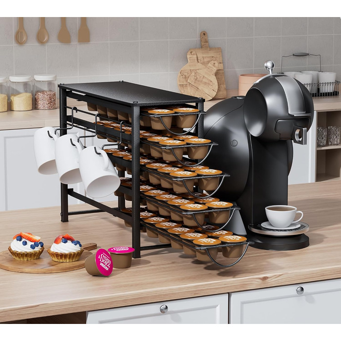 Тримач для капсул кави Dolce Gusto, органайзер для 70 капсул, 5-ярусний металевий ящик з тихими направляючими та антиковзними ніжками