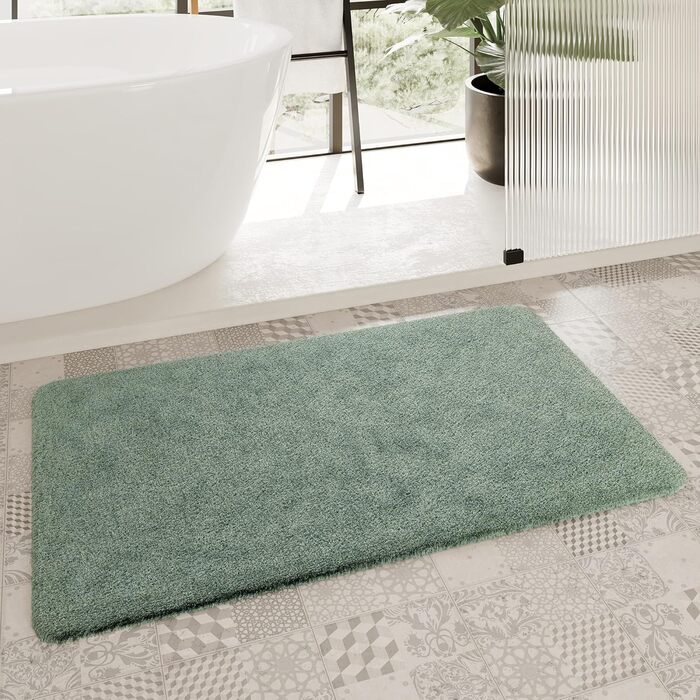 Килимок для ванної кімнати з м'якого флюсу, антиковзкий, придатний для прання, Salbei (55 x 65 см)