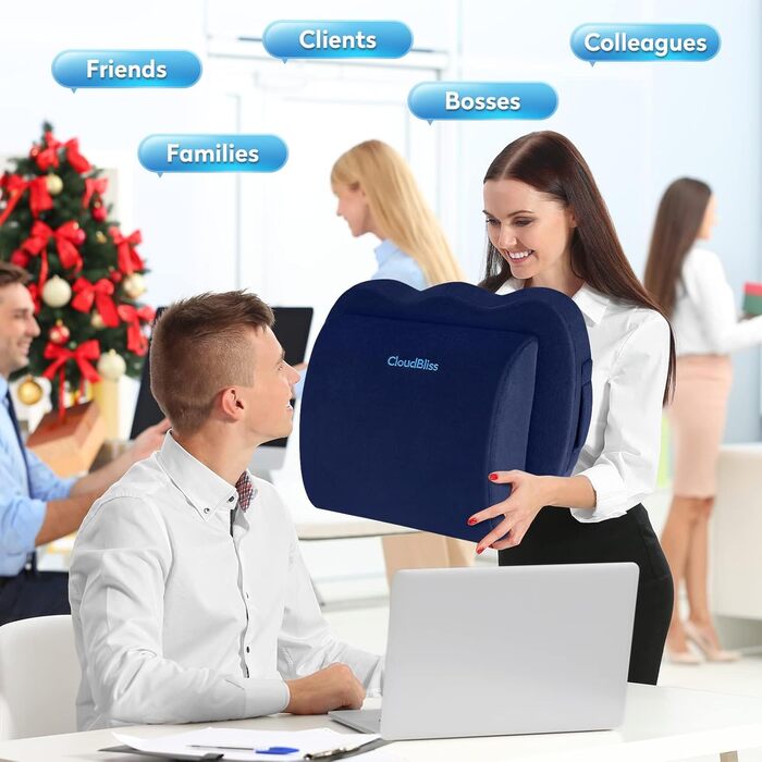 Подушка для сидіння CloudBliss: для офісного крісла, авто, підтримка попереку, з memory foam, для болю в куприку та ішіасу
