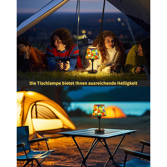 2 шт. Бездротові настільні лампи для обіднього столу з акумулятором 5200mAh, сенсорне регулювання яскравості, портативні лампи для ресторану, вітальні, спальні, бару, їдальні, нічники (багатобарвні, 2 шт.)