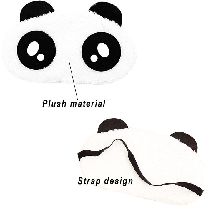 Маска для сну OSUTER з 8 предметів, плюшева мила маска для сну для очей, маска для сну з пандою, для дітей, дівчаток, жінок, які подорожують, для сну, на ніч