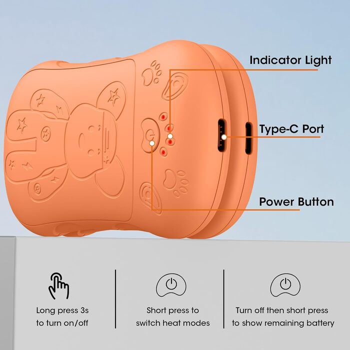 Електричні грілки для рук 2 шт. 6000 mAh, перезаряджувані, для кемпінгу, на вулицю, подарунок для чоловіків, жінок, дітей (Помаранчевий)