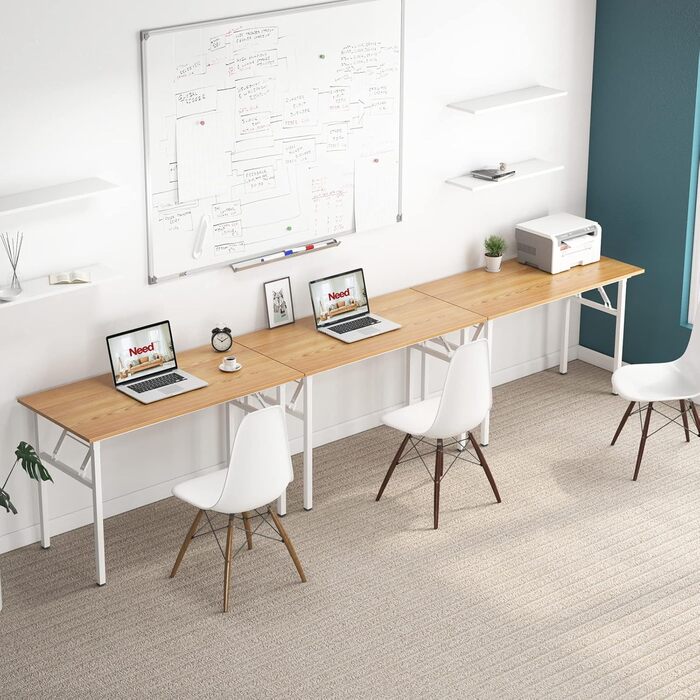 Складний стіл-трансформер 120x60 см: комп'ютерний, офісний, обідній - з дерева та металу, білий (тіковий відтінок)