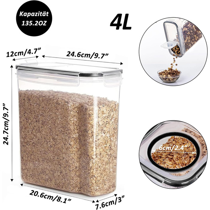 Контейнери для зберігання Caliyo з кришкою, герметичні, набір 4 шт. для продуктів харчування