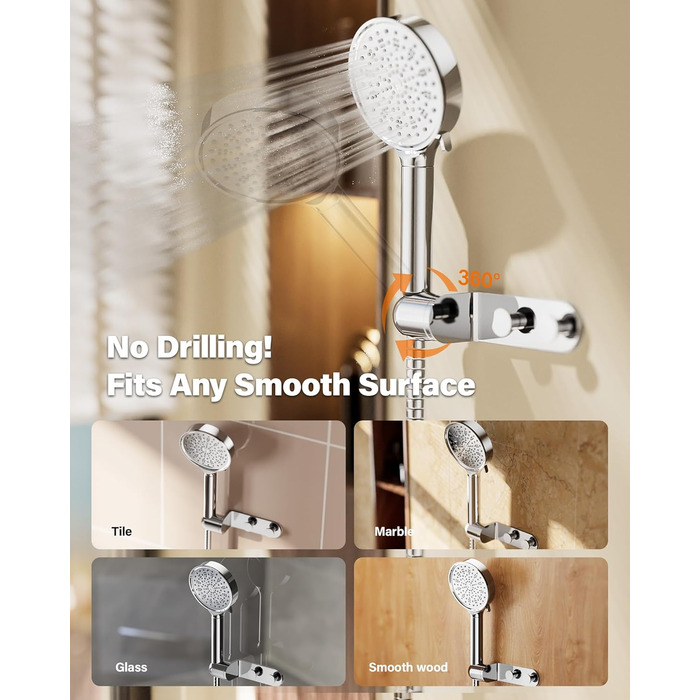 Фільтр для душу Cobbe зі шлангом, ручна лійка з 3 вугільними фільтрами, душова лійка з 6 режимами, високопродуктивний економний душ з фільтром від накипу для жорсткої води, видаляє 99% хлору (хром 63)