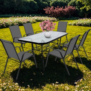 Комплект садових меблів Zolta, метал, сірий, 7 предметів