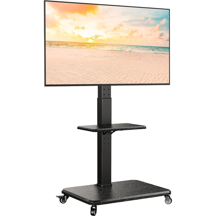 Підставка для телевізора Perlegear на коліщатках, 32-75 дюймів, до 50 кг, регульована по висоті, поворотна, нахильна, з підсвічуванням, VESA 600x400 мм, PGTVMC27