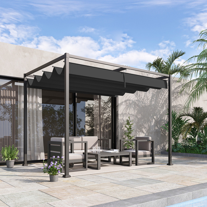 Дах патіо з альтанки Outsunny Pergola з люком 298x213x221см Поліестер Чорний Сірий для саду та патіо