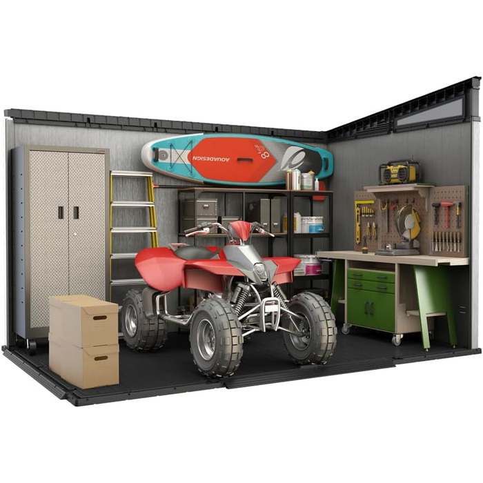 Садовий будинок Keter Artisan Gerätehaus 214x218x226 см, 8.3 м³ – вуличний, з підлогою, двостулковими дверями та вікнами, сірий