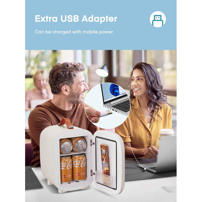 Міні холодильник FOHERE 5 літрів, USB живлення, 220V/12V, для напоїв та догляду за шкірою, білий