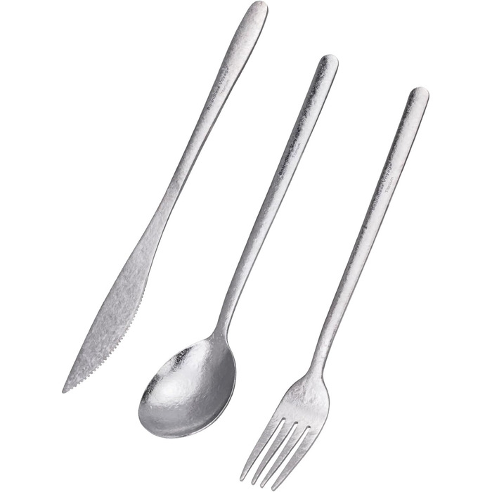 Набір столових приборів iBasingo Titan для кемпінгу: ложка, виделка, ніж, палочки для їжі. Металевий посуд з довгими ручками для подорожей та повсякденного використання. Модель Ti1056T/Ti1056t