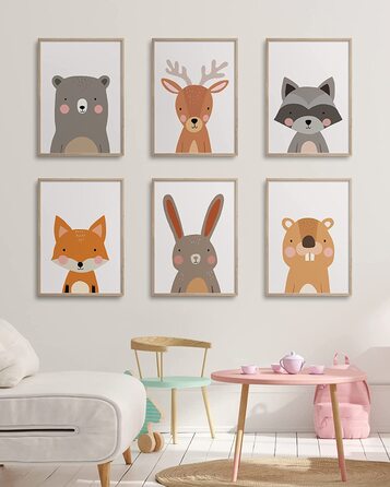 Набір з 6 постерів для дитячої кімнати Hambient: декор для хлопчика та дівчинки, принти для дитячої, декоративні картинки