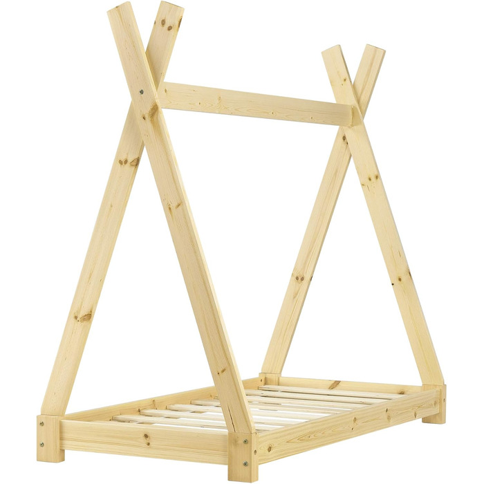 Ліжко дитяче Onejda від en.casa, Tipi-дизайн, 80x160 см, сосна, білий колір