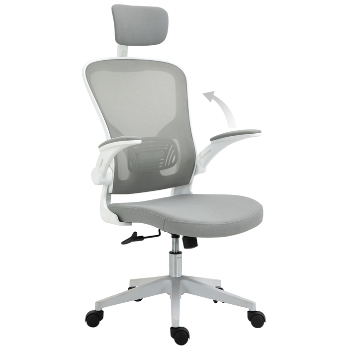 Ергономічний стілець Vinsetto Office Chair з підголівником і функцією гойдалки, регулюється по висоті в сірому кольорі, 65 x 64 x 114-122 см
