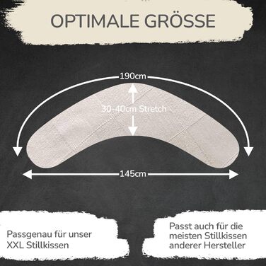 Подушка для годування Stillkissen XXL з органічної бавовни та наповнювачем з капоку | велика подушка для годування та пляшечки | вагітність, подушка для сну на боці | антиалергенна та тиха | 190x30 см, кремовий колір, перкал (М'ята, Перкал)