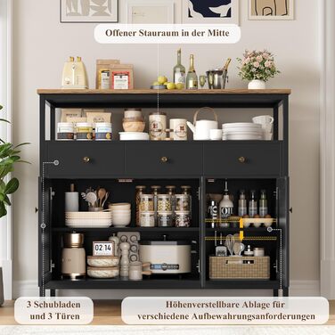 FirFurd Комод-тумба у вітальню, кухню, їдальню. Білий комод з 3 висувними ящиками та 3 дверцятами, регульована полиця, 108x38x98,5 см