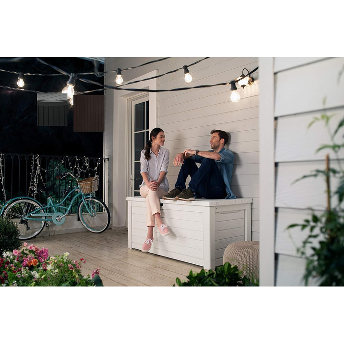 Ящик для зберігання садовий Koll Living Gartenbox 623 л, білий - міцний, з газовими амортизаторами, витримує до 272 кг