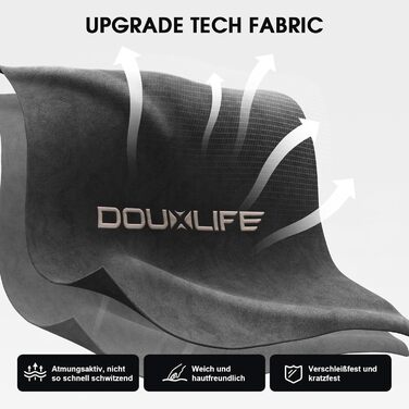 Ігровий крісло Douxlife з тканини з масажем, розширене сидіння з кишеньковими пружинами, ергономічний офісний стілець для PC Gamer з підніжкою та металевим каркасом, вантажопідйомність 158 кг, сірий