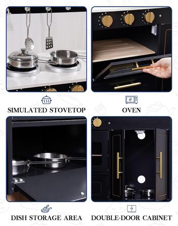 Дерев'яна дитяча кухня ROBUD з аксесуарами, сучасний стиль мармур, реалістичний дизайн, подарунок для дітей від 3 років