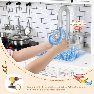 Дерев'яна дитяча кухня MAMIZO з підсвіткою та звуком, 82x80x25 см. Комплект іграшок для дітей від 3 років, біла