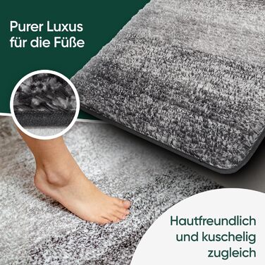 Килимок для ванної кімнати 60x90 см, антиковзаючий, чорно-сірий | Килимок для ванни, килимок для душу | Преміум якість, великий, миючий | Килимок для ванни, килимок для душу