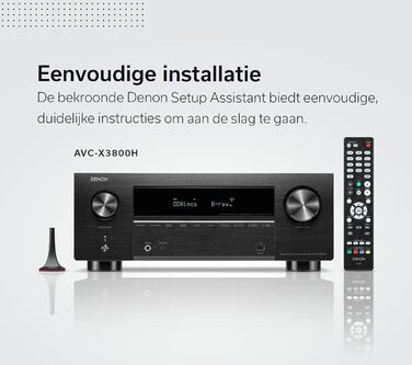 Denon AVC-X3800H 9.4-канальний AV-ресивер, підсилювач з Auro-3D, Dolby Atmos, DTS:X, 6-дюймовий 8K входи та 3 виходи, Bluetooth, AirPlay 2, HEOS Multiroom, Alexa Compatible, чорний