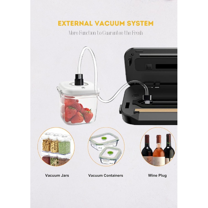 Вакууматор MegaWise — потужний компактний автоматичний вакуумний пакувальник для продуктів харчування, сірий