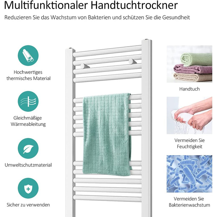 Рушникосушка EMKE Badheizkörper 1000x400 мм, біла, 356W