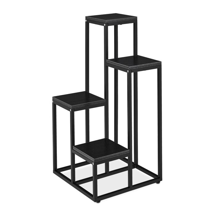 Підставка для квітів Relaxdays з 4 полицями (чорного кольору)