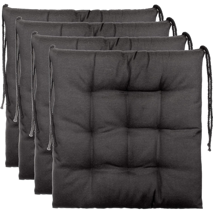 Подушка для сидіння 40x40см 9 шт. стьобана - 4 шт. в упаковці - антрацит 4 шт.