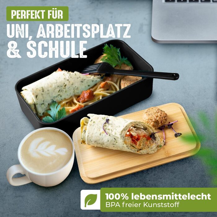 Набір Bento Box Moritz & Moritz (3 шт.) - Японський ланчбокс для дорослих та дітей - 3 шт. Чорний