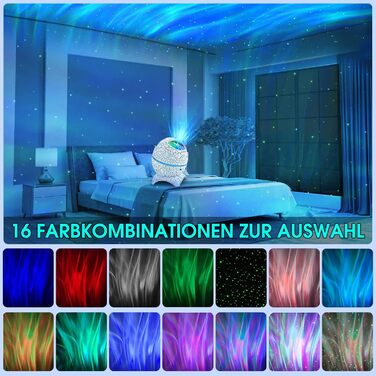 Проєктор зоряного неба LED Sternenhimmel з Bluetooth, нічник-планетарій з пультом, ефекти північного сяйва, білий шум, для дітей та дорослих