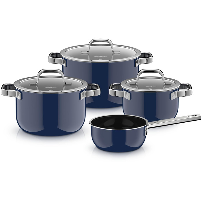 Набір каструль WMF Fusiontec 4 предмети, індукція, нержавіюча сталь, чорний (16/20/24 см) - Німеччина