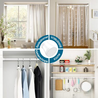 Штанга для штор без свердління AIZESI, 113-197 см, телескопічна, діаметр 22 мм, біла