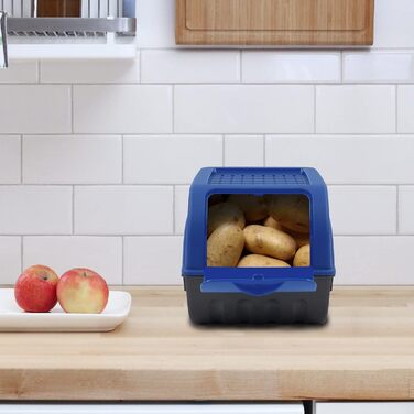 ARTECSIS Коробка для зберігання картоплі, білий колір, набір 2 шт. | Організатор для овочів з кришкою, 4 кг, з наліпками