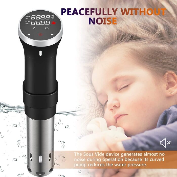 Су-від кухонний пристрій Fityou - водонепроникний, 1100 Вт, точне регулювання температури, LCD-дисплей, нержавіюча сталь