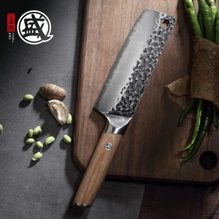 Японський ніж Santoku Mitsumoto Sakari 17 см, ручне ковальство, професійний (з ручкою Pakkawood)
