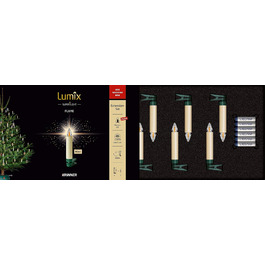 LED-свічки для ялинки Lumix SuperLight Flame Mini Elfenbein, 9 см, тепле біле світло, без пульта, таймер 4 години, розширений набір 6 шт.