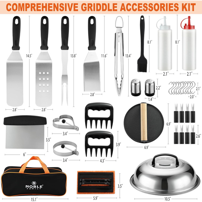 Набір інструментів для гриля 38 шт. з нержавіючої сталі: шпатель, щипці, прес для бургера, сумка. Ідеальний подарунок для чоловіків