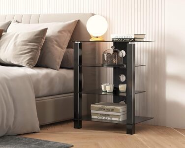 Стельова полиця FITUEYES для телевізора та аудіоапаратури з регульованою висотою, скло та алюміній